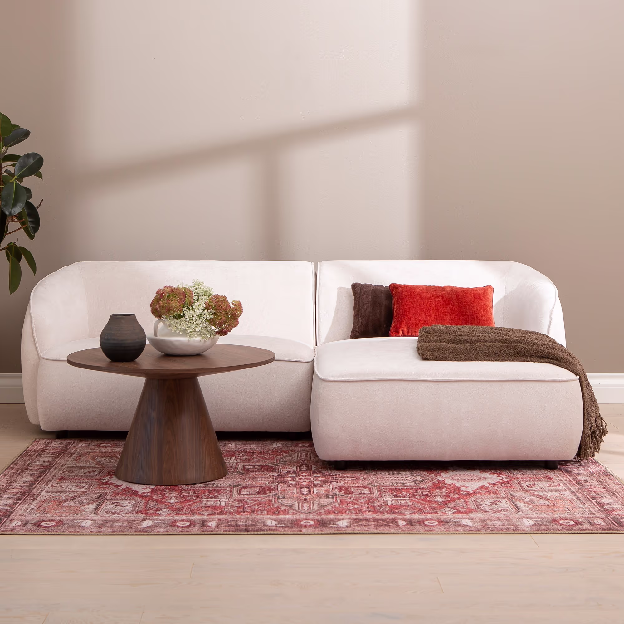 Joy 3-seat chaise sofa (right) white thumbnail